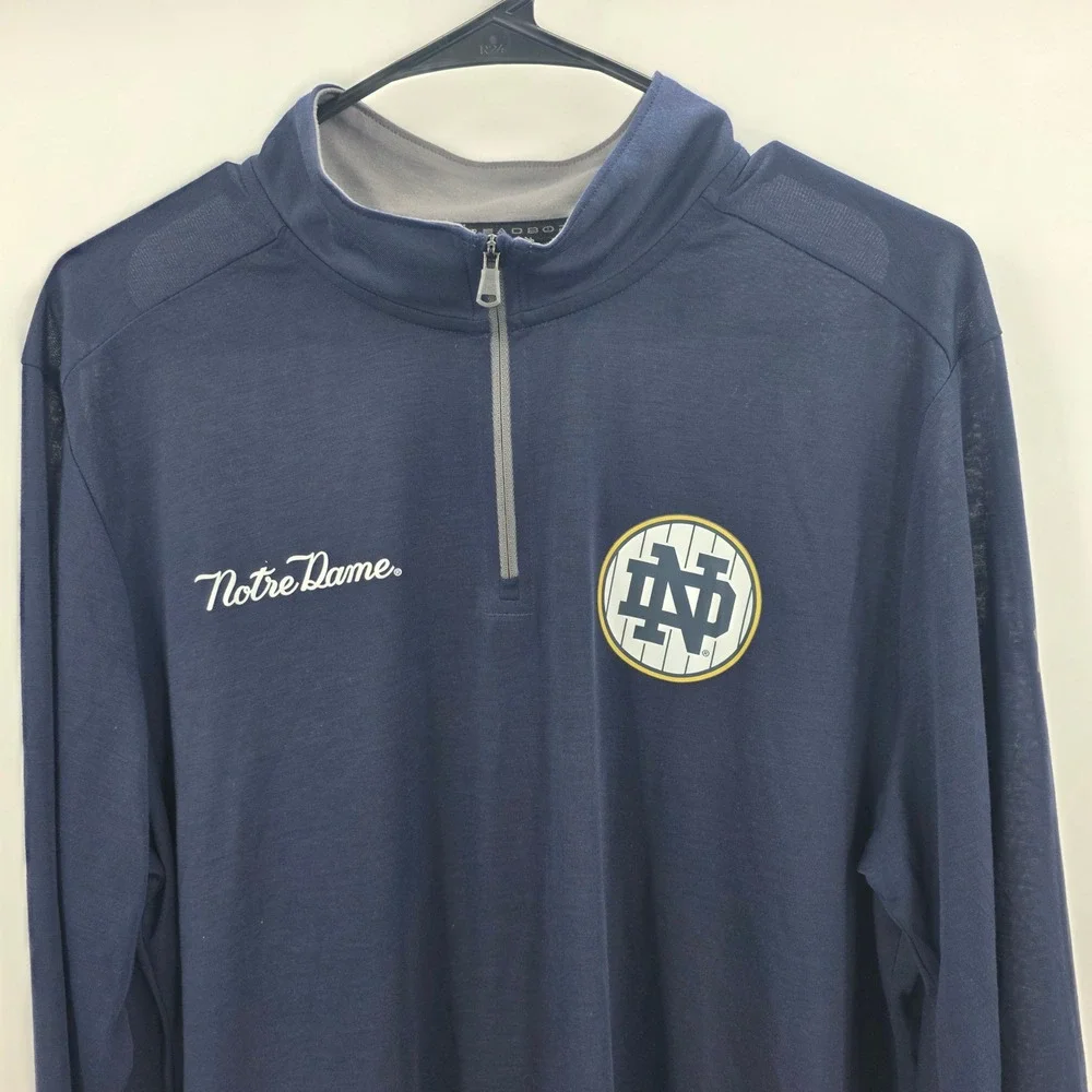 UNDER ARMOUR NOTRE DAME 1/4 ZIP MENS LARGE BLUE LIGHTWEIGHT THREADBORNE PULLOVER